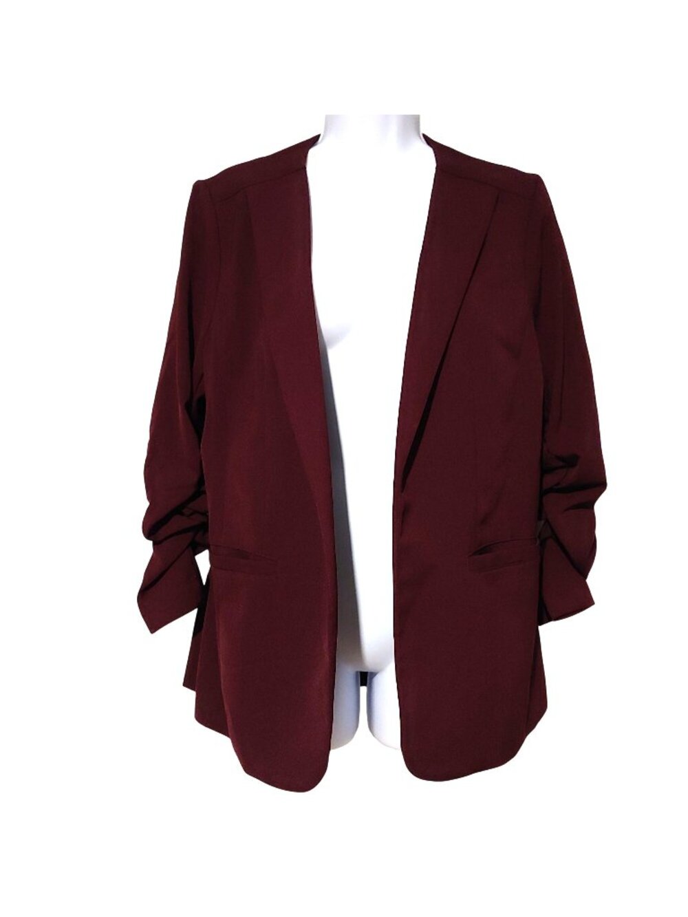 Skies Are Blue Womens Blazer Tailored Open Front Career Merlot Business L